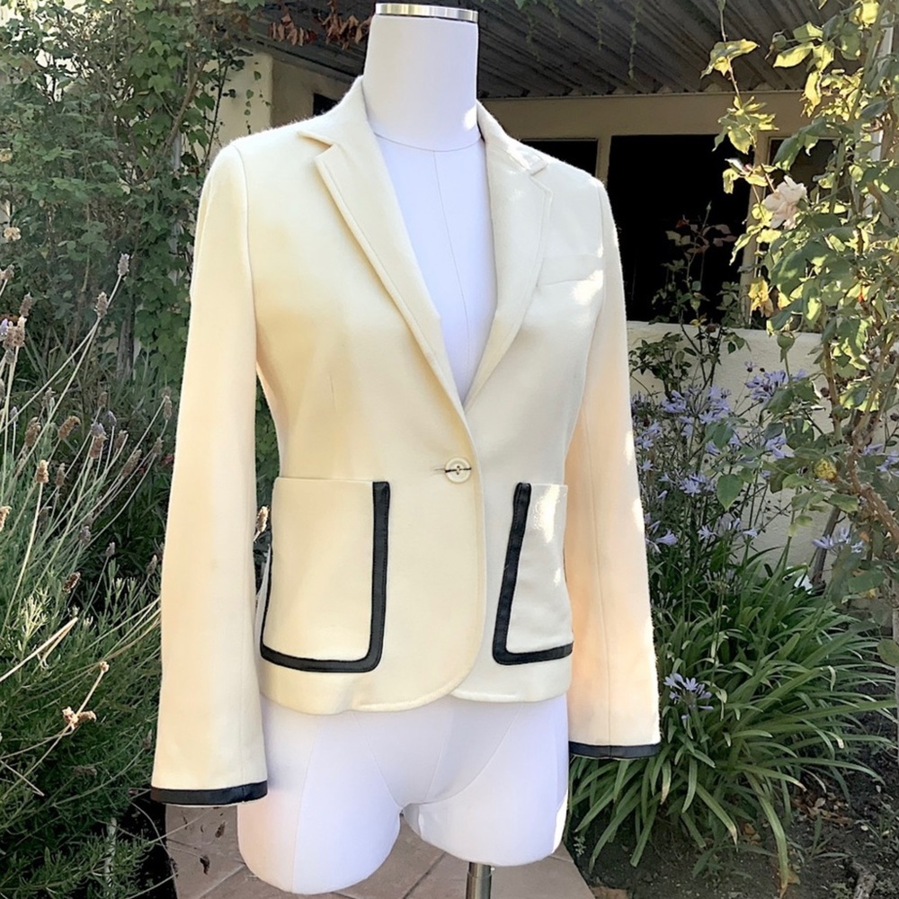 BAND OF OUTSIDERS Blazer. Quiet Luxury. Wool/Cashmere. Leather trim. Sz S